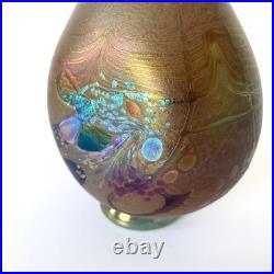 Vase en verre soufflé irisé de Robert Pierini à Biot, daté 1985 Verrerie d'art