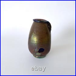 Vase en verre soufflé irisé de Robert Pierini à Biot, daté 1985 Verrerie d'art