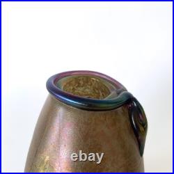 Vase en verre soufflé irisé de Robert Pierini à Biot, daté 1985 Verrerie d'art