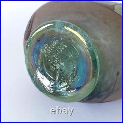 Vase en verre soufflé irisé de Robert Pierini à Biot, daté 1985 Verrerie d'art