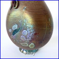 Vase en verre soufflé irisé de Robert Pierini à Biot, daté 1985 Verrerie d'art