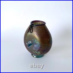 Vase en verre soufflé irisé de Robert Pierini à Biot, daté 1985 Verrerie d'art