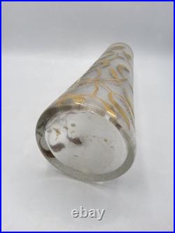 Vase en verre soufflé moulé givré doré argenté à décor de gui Legras Art Nouveau