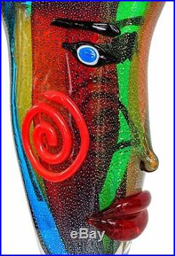Vase en verre visage murano style antique murano 38cm