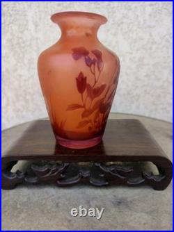 Vase galle Miniature Rose Et Violet Parfait État