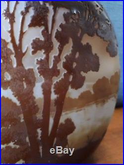 Vase gourde Gallé décor lacustre