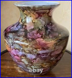 Vase laque fusionniste Jean Noël Bouillet signé Mistigri Chapoutier 17 cm