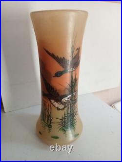 Vase legras 1900 émaillé hauteur 27 cm diamètre 12 cm, exellent état