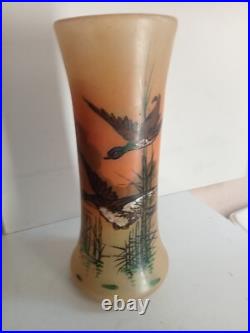 Vase legras 1900 émaillé hauteur 27 cm diamètre 12 cm, exellent état