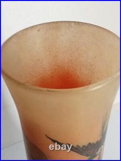 Vase legras 1900 émaillé hauteur 27 cm diamètre 12 cm, exellent état