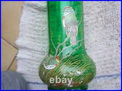 Vase legras representant des oiseaux