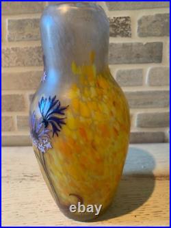 Vase legras signé decor de fleurs de bleuets