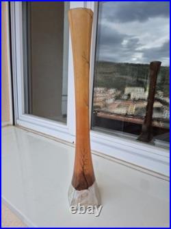 Vase legras signé soliflore tres haut 50 cm paysage hiver tres bon etat