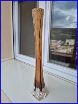 Vase legras signé soliflore tres haut 50 cm paysage hiver tres bon etat
