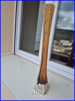 Vase legras signé soliflore tres haut 50 cm paysage hiver tres bon etat