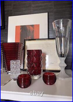 Vase louxor Cristal rouge baccarat. Harcourt Eye. Neuf Avec Boite