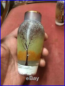 Vase miniature émaillé décor arbres neige 1900 Daum Legras 1 dispo celui de d