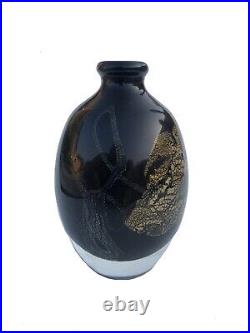 Vase moderniste en verre soufflé à inclusion d'or signé Aconito & Guyot