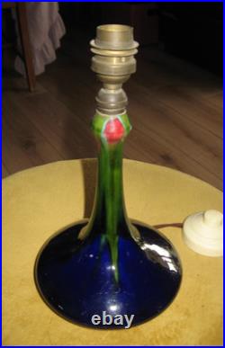 Vase monté en pied de lampe Art Nouveau manufacture Orchies L'Herminé Declercq Vase monté en pied de lampe Art Nouveau manufacture Orchies L'Herminé Declercq