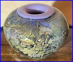 Vase pansu Pascal Guyot & Bernard Aconito 1992 Verrerie d'art Biot H. 10 cm