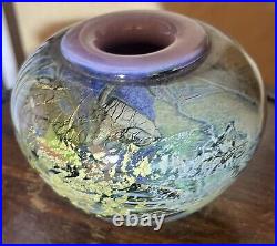 Vase pansu Pascal Guyot & Bernard Aconito 1992 Verrerie d'art Biot H. 10 cm