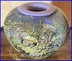 Vase pansu Pascal Guyot & Bernard Aconito 1992 Verrerie d'art Biot H. 10 cm