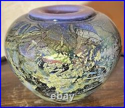 Vase pansu Pascal Guyot & Bernard Aconito 1992 Verrerie d'art Biot H. 10 cm