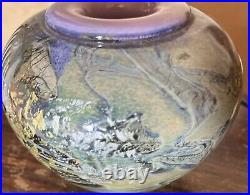 Vase pansu Pascal Guyot & Bernard Aconito 1992 Verrerie d'art Biot H. 10 cm