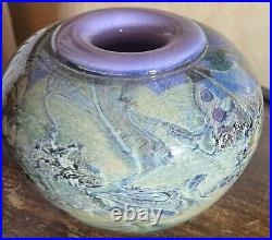 Vase pansu Pascal Guyot & Bernard Aconito 1992 Verrerie d'art Biot H. 10 cm