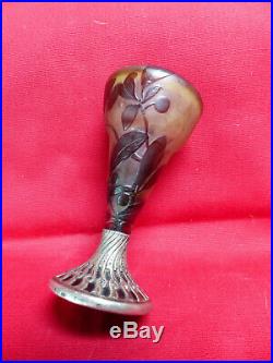 Vase pate de verre Gallé Monture pied Argent Glass paste, silver