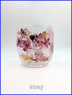 Vase pâte de verre Rose Floral Signé