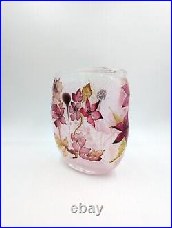 Vase pâte de verre Rose Floral Signé