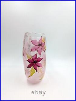 Vase pâte de verre Rose Floral Signé