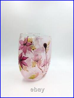 Vase pâte de verre Rose Floral Signé