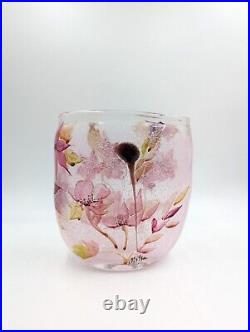 Vase pâte de verre Rose Floral Signé