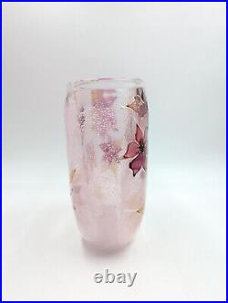 Vase pâte de verre Rose Floral Signé