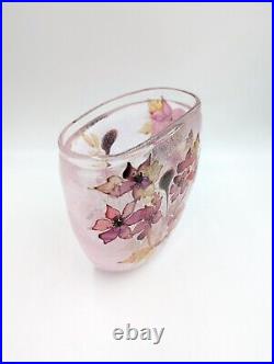 Vase pâte de verre Rose Floral Signé