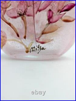 Vase pâte de verre Rose Floral Signé