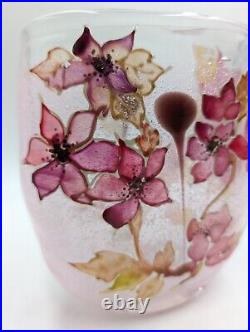 Vase pâte de verre Rose Floral Signé