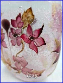 Vase pâte de verre Rose Floral Signé