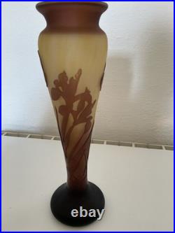 Vase pâte de verre cameo grave à l'acide dit au papillon signé La Rochere