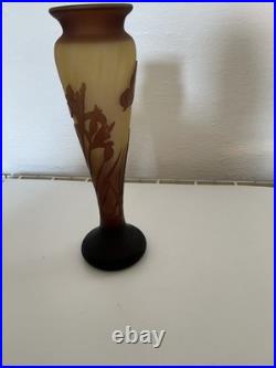 Vase pâte de verre cameo grave à l'acide dit au papillon signé La Rochere