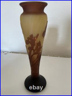 Vase pâte de verre cameo grave à l'acide dit au papillon signé La Rochere