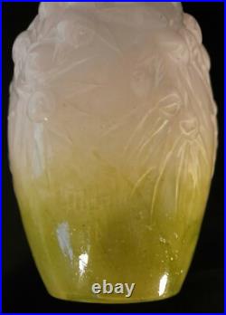 Vase pâte de verre décor Peint Signé Delatte Nancy 1887-1953