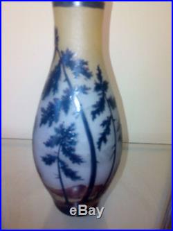 Vase pâte de verre dégagé a l'acide Thouvenin vers 1920 gallé muller