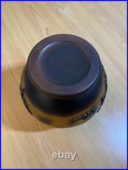 Vase pâte de verre dégagée à l acides, Vianne décor floral