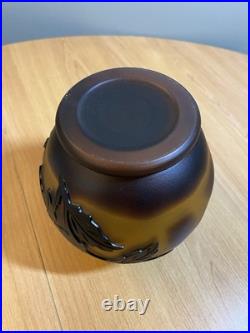 Vase pâte de verre dégagée à l acides, Vianne décor floral