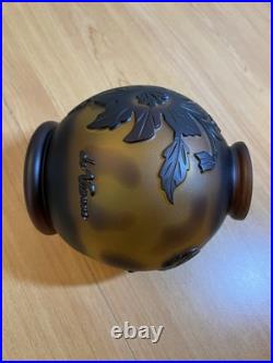 Vase pâte de verre dégagée à l acides, Vianne décor floral