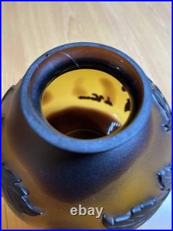 Vase pâte de verre dégagée à l acides, Vianne décor floral