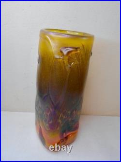 Vase pâte de verre irisé Jean Pierre Cinquilli à Saint Paul décor relief design